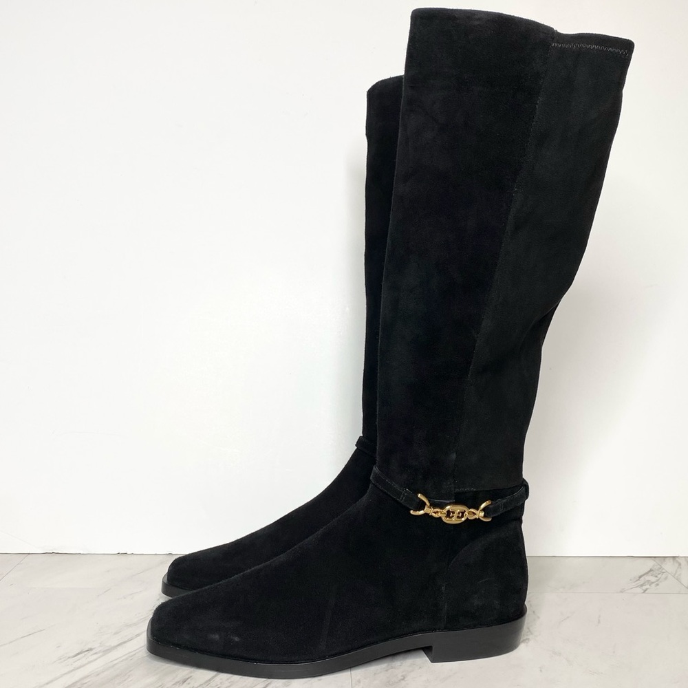 Sam Edelman Clive Black Suede Square Toe Tall Boot 8 1/2 M